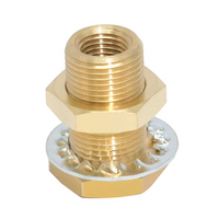 129-N4 FloFlex Brass Pipe Fitting<BR>Bulkhead Connector Short 1/4" Female x 1/4" Female NPT